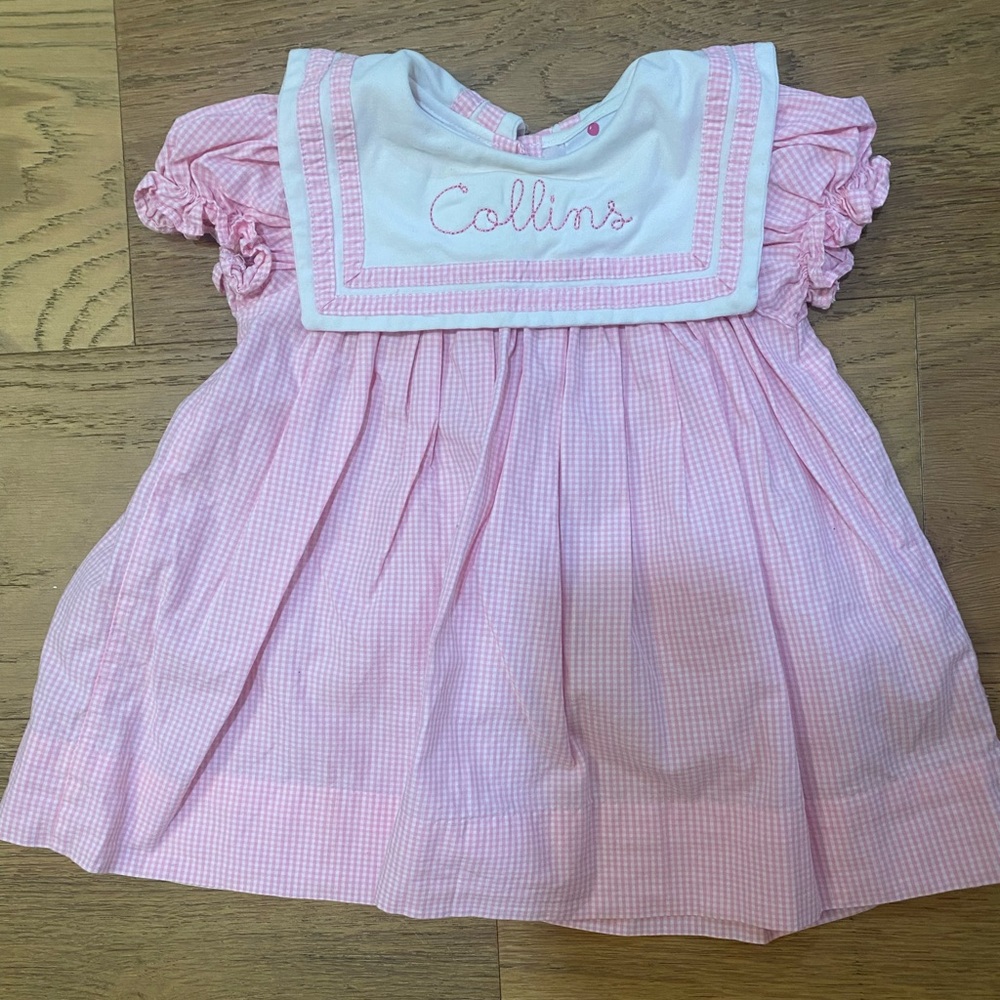 Eliza James Pink Gingham Baby Girls “Collins” Dress 9M VGUC